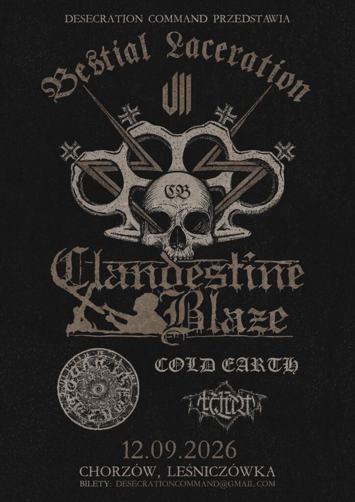 Plakat Bestial Laceration VII w Leśniczówce z Clandestine Blaze, Hadopelagyal, Cold Earth i Pralaya