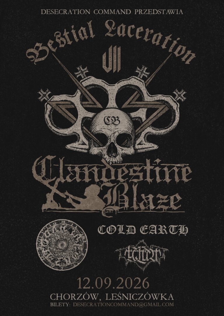 Plakat Bestial Laceration VII w Leśniczówce z Clandestine Blaze, Hadopelagyal, Cold Earth i Pralaya